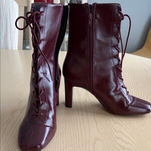 ASOS Wine Lace-Up Boots